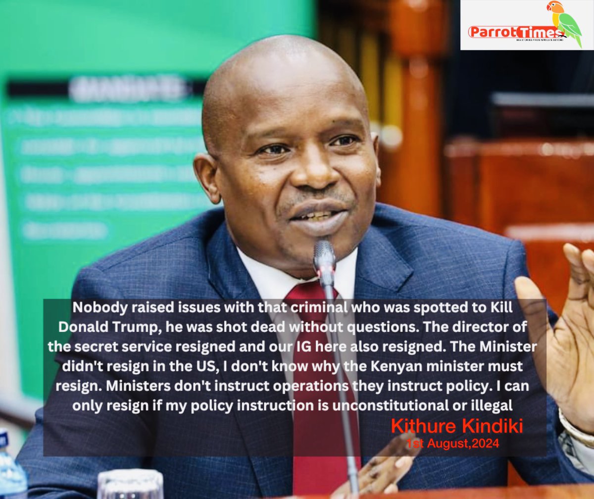ParrotTimes's tweet image. Interior CS nominee Kithure Kindiki: Ministers don't instruct operations they instruct policy. I can only resign if my policy instruction is unconstitutional or illegal
#InteriorCS