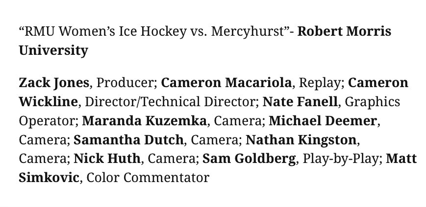 Super proud and excited to be nominated with an amazing crew for the <a href="/EmmyMidAtlantic/">Emmy MidAtlantic</a> Student Production Awards!

Congratulations to everyone involved!