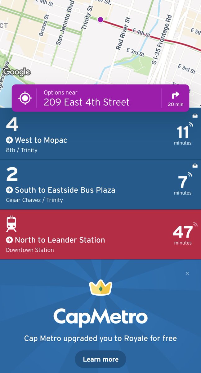 everyone say thank you <a href="/capmetroatx/">CapMetro</a>... capmetro has automatically upgraded all current and future <a href="/transitapp/">Transit</a> users in austin to the paid version (transit royale) for free!

get into it: capmetro.org/transitapp