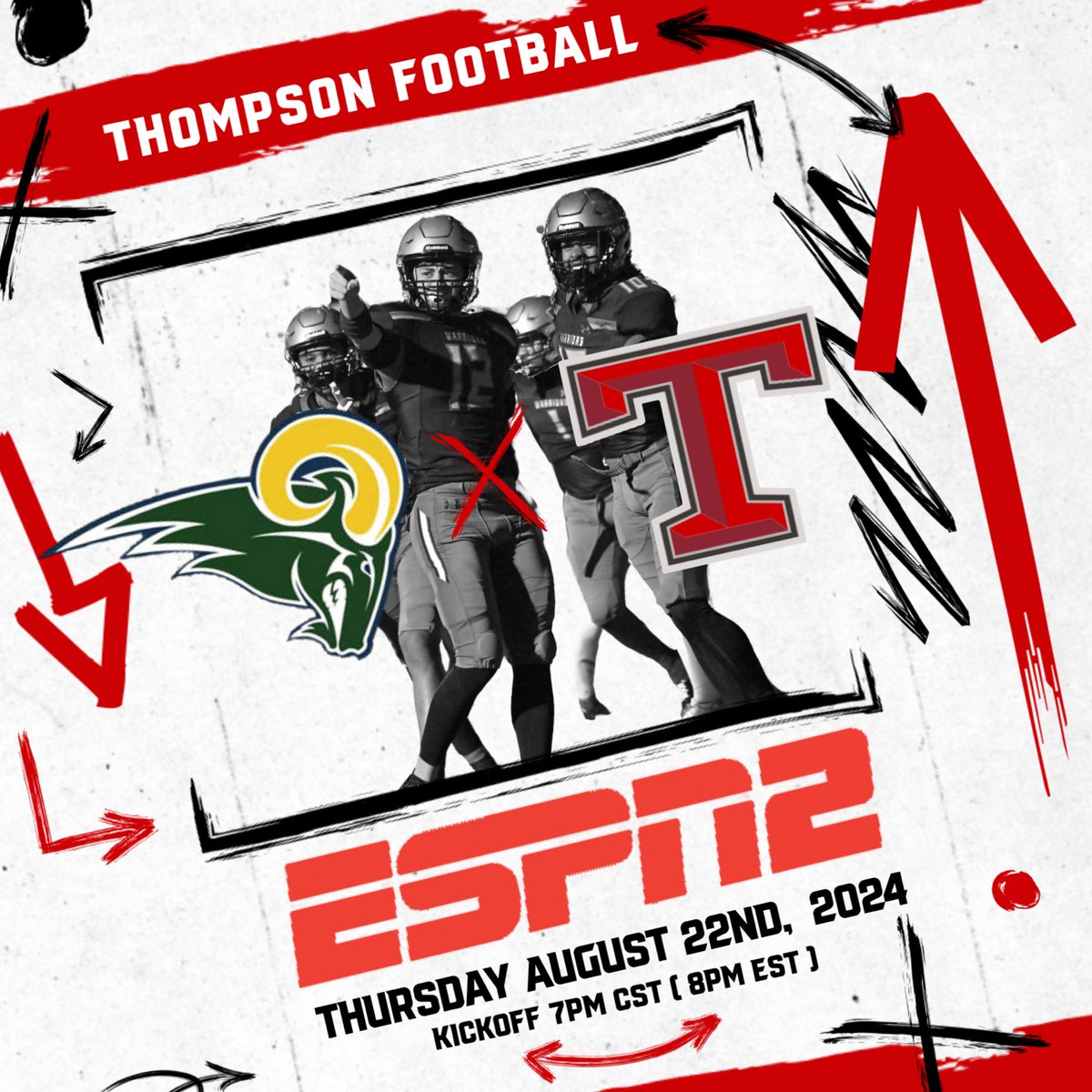 Locked In! 🔒Thompson vs Grayson Set to be Prime Time ESPN Feature Thursday August 22nd 2024!
Read More
thompsonwarriors.org/news/2024/8/1/…