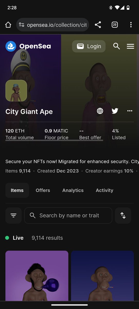 Holding up 5X on this #NFT collection w/ 120 Apes <a href="/CityGiantApe/">City Giant Ape</a> 🎉