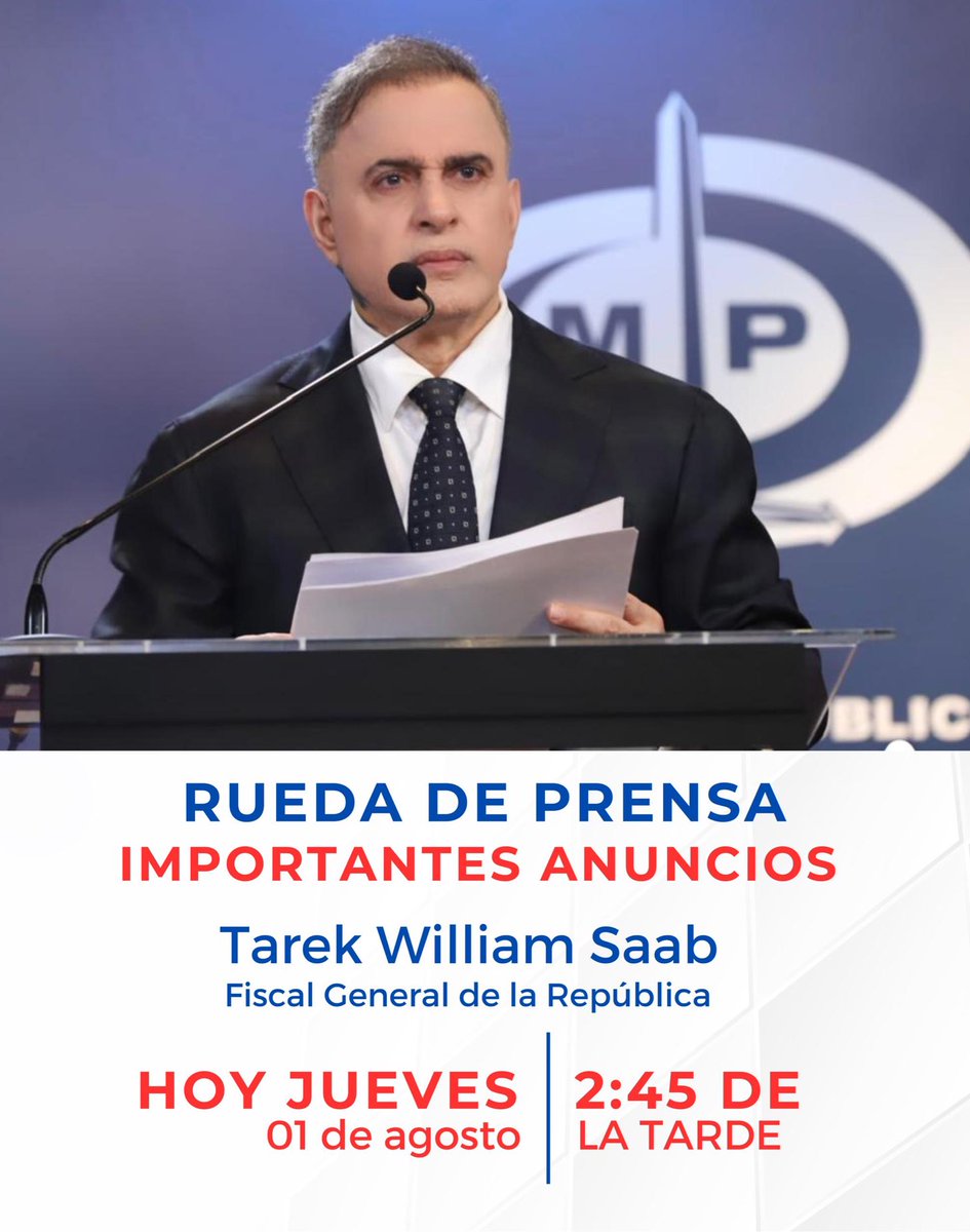 TarekWiliamSaab's tweet image. #UltimoMinuto 

#VEA  #AHORA EN VIVO nuestra rueda de prensa 
Recientes actuaciones del ⁦@MinpublicoVEN⁩