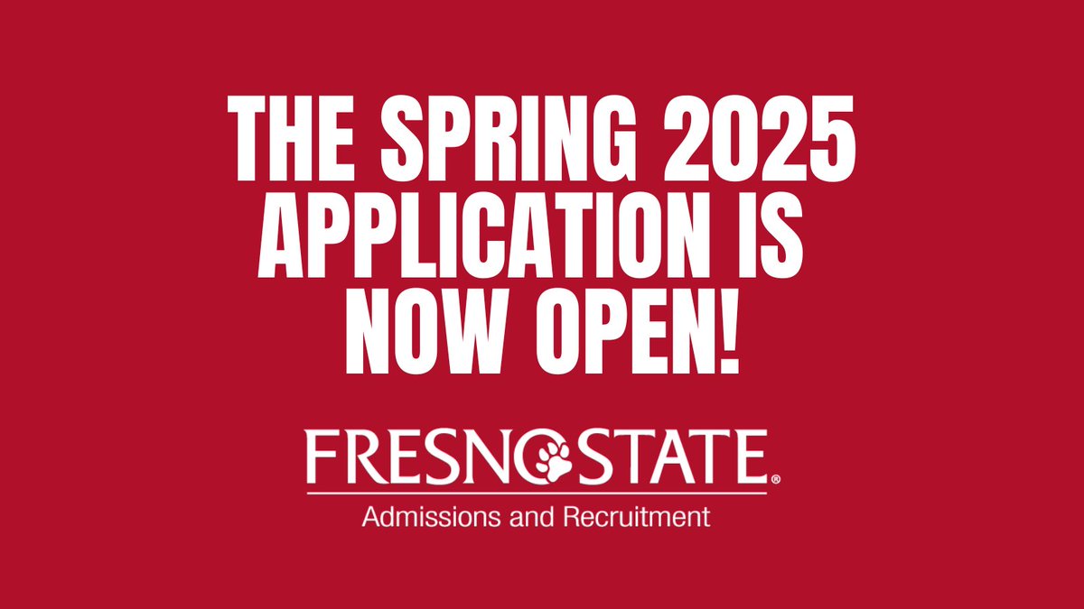 FS Admissions and Recruitment (@fsgodogs) on Twitter photo Spring 2025 is now open to apply for <a href="/Fresno_State/">Fresno State</a>! We are open to lower and upper division transfers and previously enrolled students (returning). Check out gotofresnostate.com for more info and what majors are accepting students and application workshops.
#BulldogBorn Spring 2025 is now open to apply for <a href="/Fresno_State/">Fresno State</a>! We are open to lower and upper division transfers and previously enrolled students (returning). Check out gotofresnostate.com for more info and what majors are accepting students and application workshops.
#BulldogBorn