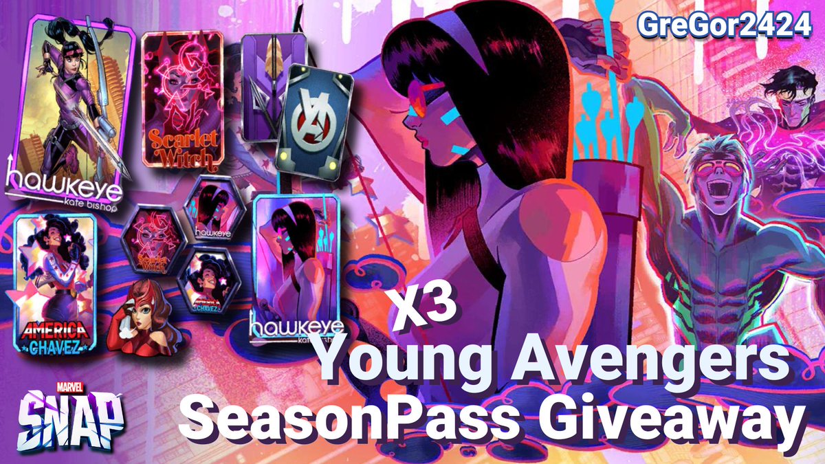 🔥GIVEWAY🔥

Hey Y'all.
Young Avengers is right around the Corner so you know what that means?

x3 Young Avengers Season Pass Giveaway!

To Enter:
✅ Like and RT
✅ Follow <a href="/GreGor_2424/">GreGor</a>
✅ Follow My Twitch Channel: Link below. 
✅ Tag your favorite SNAP Creator and comment the