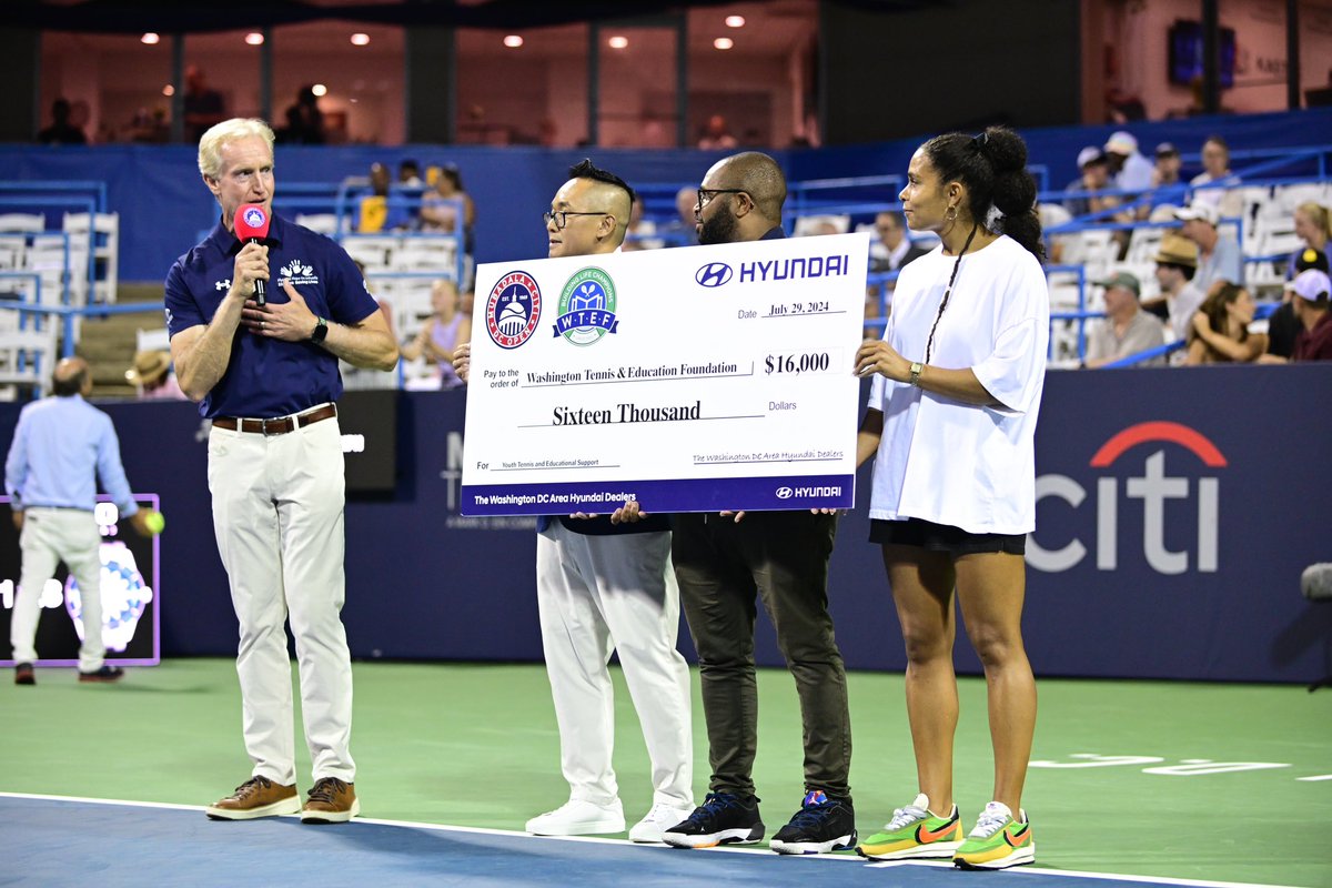At the <a href="/mubadalacitidc/">Mubadala Citi DC Open</a> Open Tennis Tournament, honored to present, on behalf of the Washington Area Hyundai Dealers, a check for $16,000 to <a href="/WTEF_DC/">WTEF</a> in support of its mission to build champions both on and off the tennis court!