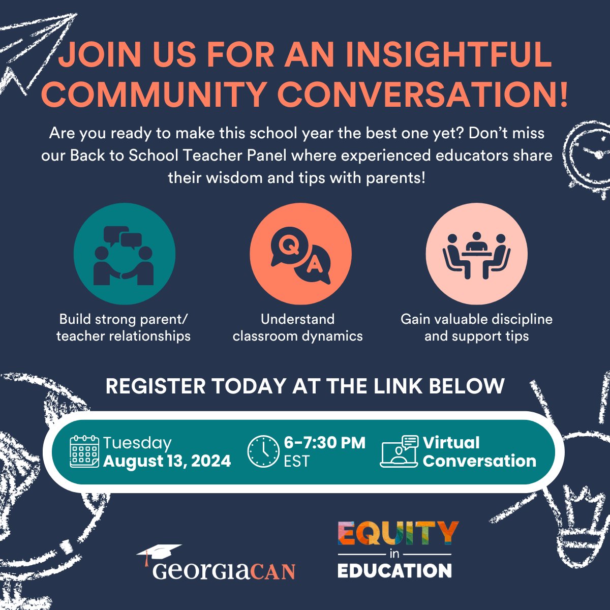 _GA_CAN's tweet photo. GeorgiaCAN has partnered with Equity in Education to co-lead an amazing Back to School teacher panel on 8/13 at 6 pm. Register to attend here: https://t.co/9Roc6XYmTK https://t.co/WDo8Z7xvmn