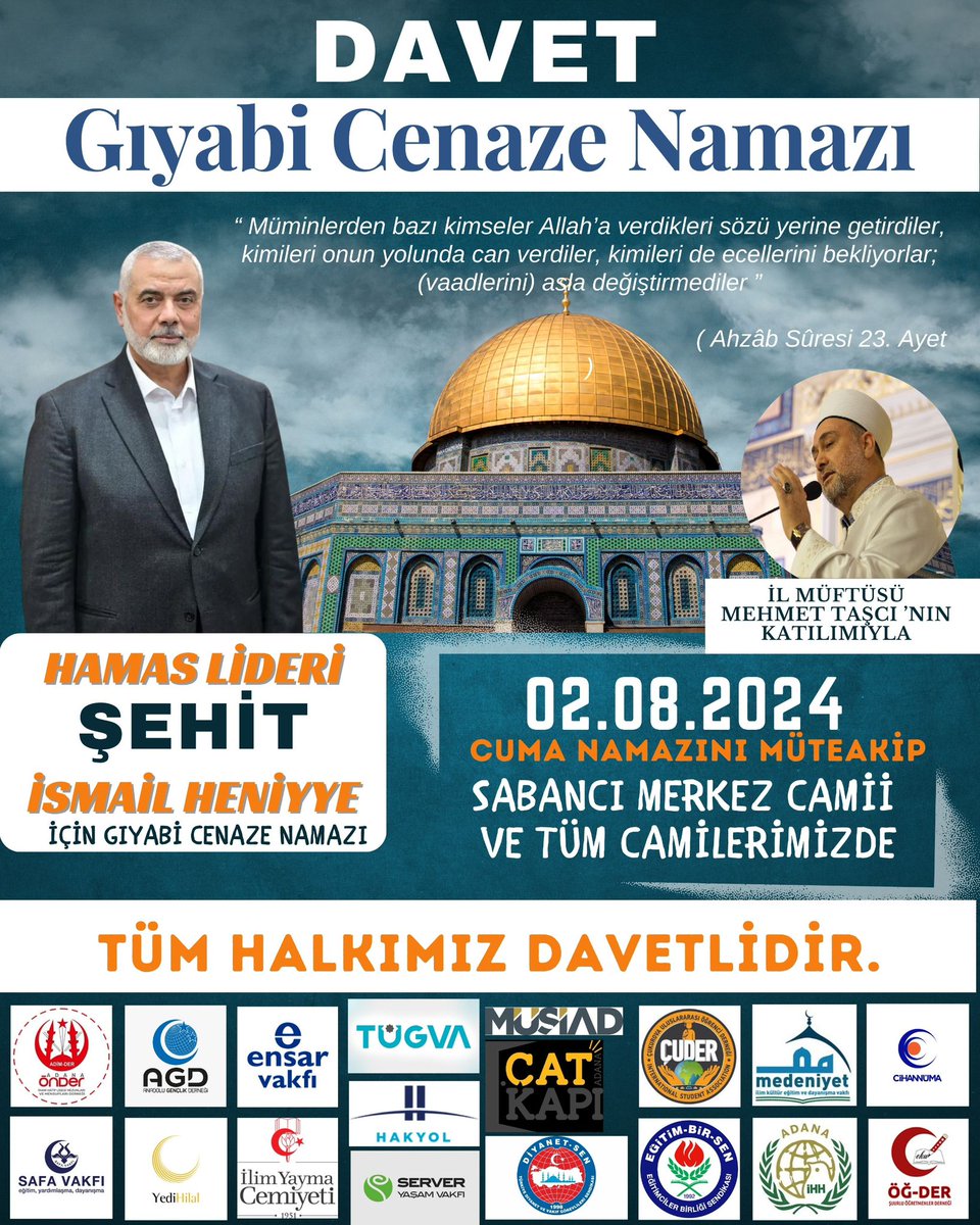 "Düşmanlarım bana ne yapabilir ki? Ben cennetimi yüreğimde taşıyorum. Nereye gitsem o benimle gelir. Hapsedilmem halvet, sürgün edilmem hicret, öldürülmem şehadettir. Değil mi ki göğsümde Allah'ın Kitabı ve Rasulü'nün sünneti vardır!" (İbn-i Teymiyye)

Hamas lideri şehit İsmail