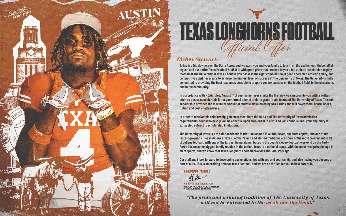 Rickey ✌🏾🏚 (@llik1211) on Twitter photo appreciate the love and official offer <a href="/TexasFootball/">Texas Football</a> <a href="/coachchoice/">Coach Choice</a> <a href="/CoachSark/">Steve Sarkisian</a> 🧡
#hookem🤘🏽🤘🏽 appreciate the love and official offer <a href="/TexasFootball/">Texas Football</a> <a href="/coachchoice/">Coach Choice</a> <a href="/CoachSark/">Steve Sarkisian</a> 🧡
#hookem🤘🏽🤘🏽