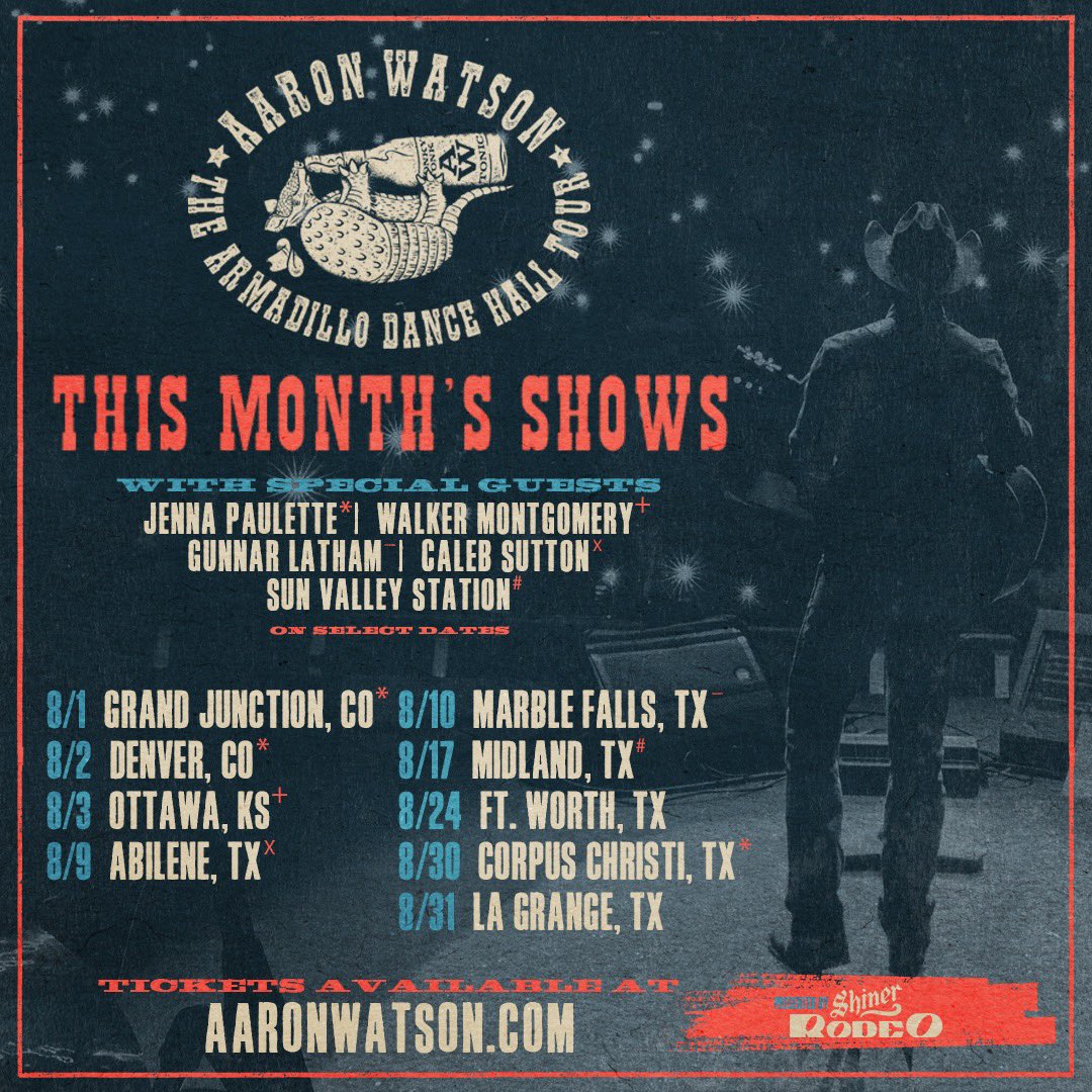 aaron_watson's tweet image. Come see us out on the road this month! Get your tickets at aaronwatson.com.

#armadillodancehalltour #aaronwatson #texascountry #shinerbock
