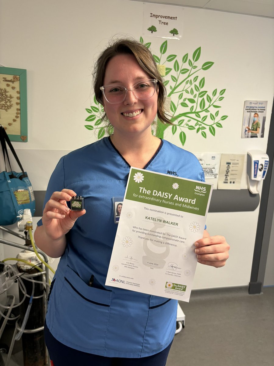 Extra special congratulations to Kate in 214 who has now received over 5 Daisy award nominations and received a pin badge to represent numerous award. Well done Kate! <a href="/NHSGrampian/">NHS Grampian</a> <a href="/DAISY4Nurses/">DAISY Foundation</a> <a href="/SpecialistCare2/">Integrated Specialist Care Services Portfolio</a> <a href="/ValerieAmyMilly/">Valerie</a>