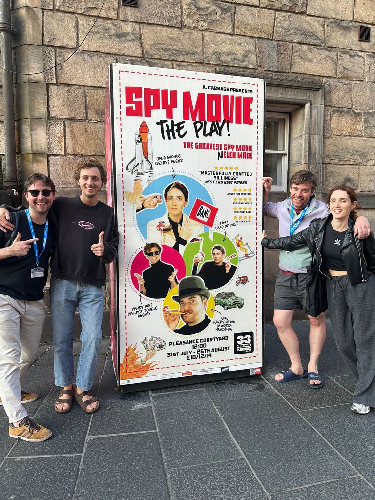 Spy Movie: The Play! (@spymovieplay) on Twitter photo Previews are done! Thanks to all the lovely audiences so far. Make sure you book for the greatest spy movie (n)ever made! @ThePlasance beneath midday everyday! <a href="/edfringe/">Edinburgh Festival Fringe</a> #fringe #edfringe2024 #comedy Previews are done! Thanks to all the lovely audiences so far. Make sure you book for the greatest spy movie (n)ever made! @ThePlasance beneath midday everyday! <a href="/edfringe/">Edinburgh Festival Fringe</a> #fringe #edfringe2024 #comedy