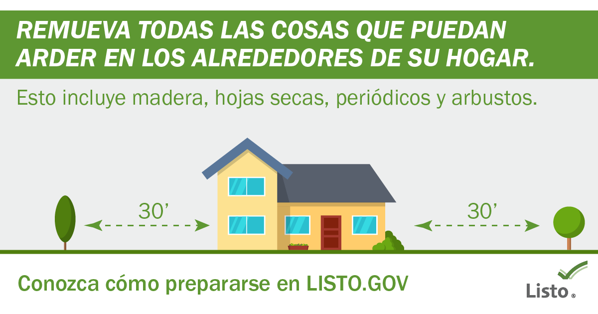 FEMAespanol's tweet photo. ¡Los incendios forestales son peligrosos!

- Conoce tus rutas de evacuación.
- Ten un kit de emergencia listo para cualquier emergencia.
- Crea una zona resistente al fuego que esté libre de hojas al menos 30 pies de tu casa.

➡️ https://t.co/UrI1HI1Z7s https://t.co/1pZ7KGTSyz