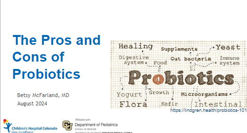 Colorado Pediatric Infectious Diseases (@copedsid) on Twitter photo Day 4 of #COpedsID2024 kicks off with our <a href="/COpedsID/">Colorado Pediatric Infectious Diseases</a> section head, Dr. Betsy McFarland, talking to us about evidence behind probiotics in pediatrics Day 4 of #COpedsID2024 kicks off with our <a href="/COpedsID/">Colorado Pediatric Infectious Diseases</a> section head, Dr. Betsy McFarland, talking to us about evidence behind probiotics in pediatrics