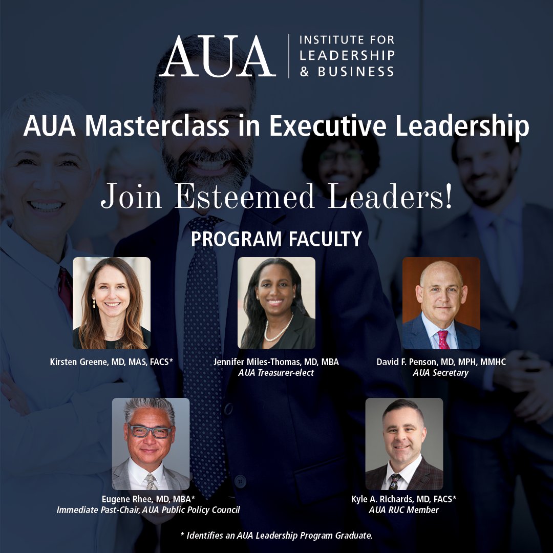 Amer. Urol. Assn. (@amerurological) on Twitter photo Introducing the AUA Masterclass in Executive Leadership! This unique new weekend program is designed for mid-career professionals looking to strengthen and grow their executive leadership skills.
Apply today ā”ļø bit.ly/4dmr7OU
#AUA #AUAMembers #Urology
<a href="/NakadaSteve/">Steve Nakada</a> Introducing the AUA Masterclass in Executive Leadership! This unique new weekend program is designed for mid-career professionals looking to strengthen and grow their executive leadership skills.
Apply today ā”ļø bit.ly/4dmr7OU
#AUA #AUAMembers #Urology
<a href="/NakadaSteve/">Steve Nakada</a>