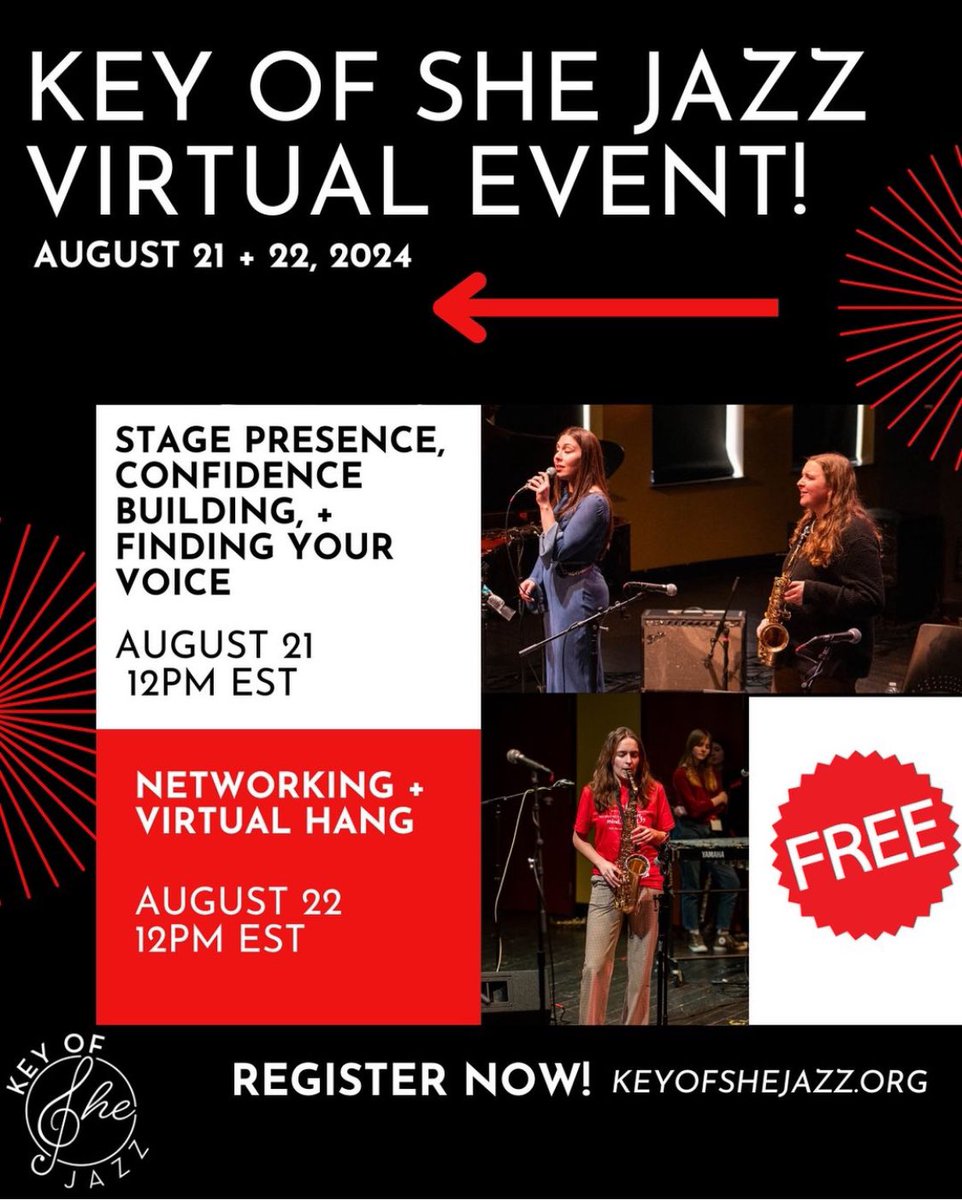 KeyofSheJazz's tweet photo. Join us for an awesome FREE virtual event! #Jazz students check it out! Help us spread the word! @orangecoffee Kat Rodriguez will be there and others on day 2! #girlsplayjazz #jazz #Jazzeducation

https://t.co/P4oUvhlO7i https://t.co/BKHQ6QLaHp