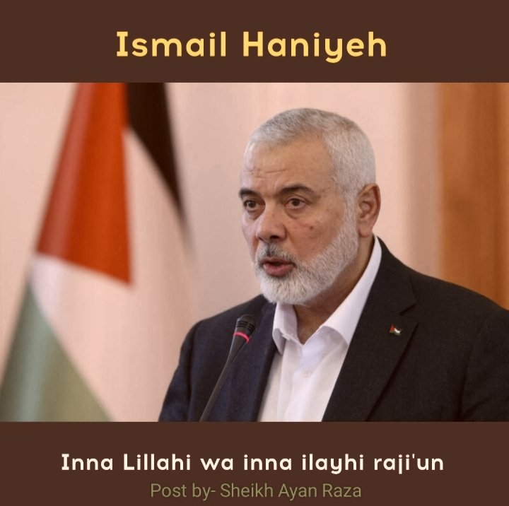AIMIM_CHANNEL's tweet photo. I Stand with Palestine and Hamas.

#IsmaelHaniyeh #Trending #BoycottIsrael #Islamicpost https://t.co/8ffbEV827s