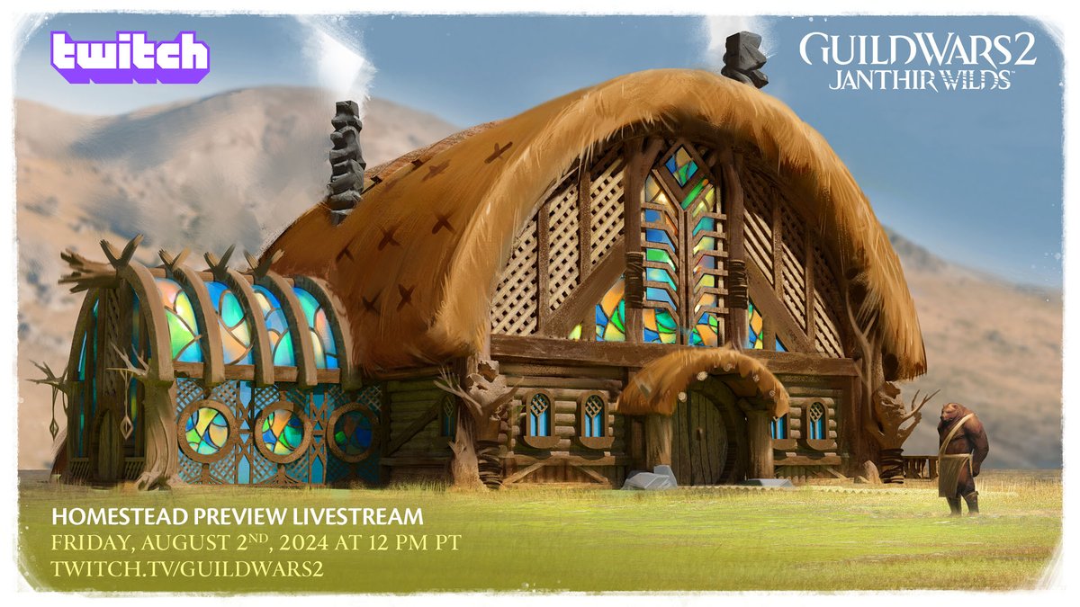 Tune in to twitch.tv/guildwars2 for a Homestead Preview Livestream at noon tomorrow! Our devs will share more about the upcoming feature in #GW2 Janthir Wilds!