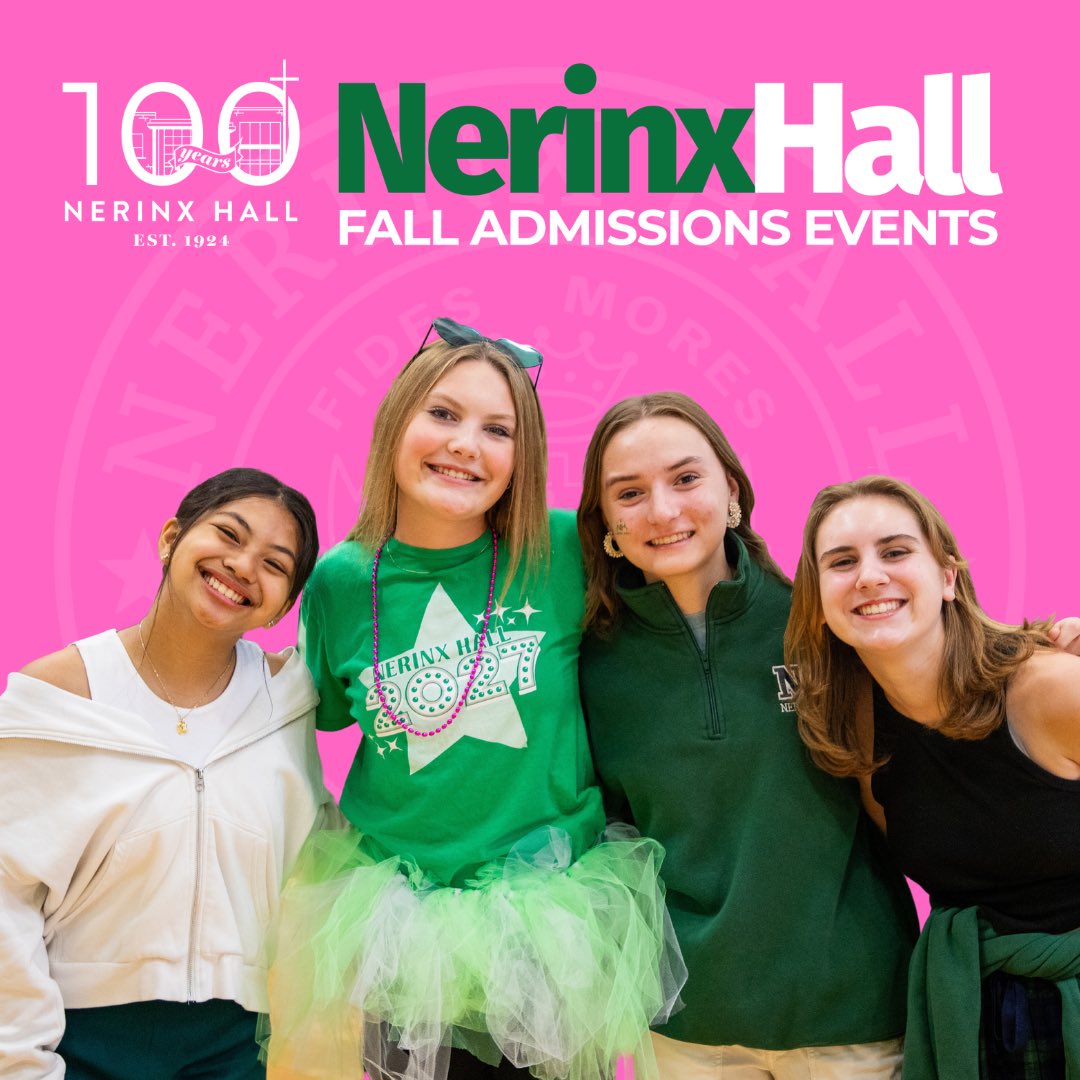 Hey, Future Markers!🌟 We are excited to announce that registration for our Fall Admissions Events is now OPEN! Explore all that Nerinx has to offer by joining us for a shadow day, our Marker Master Class, Open House, and Nerinx Now. 

Visit the link in our bio to register!💚