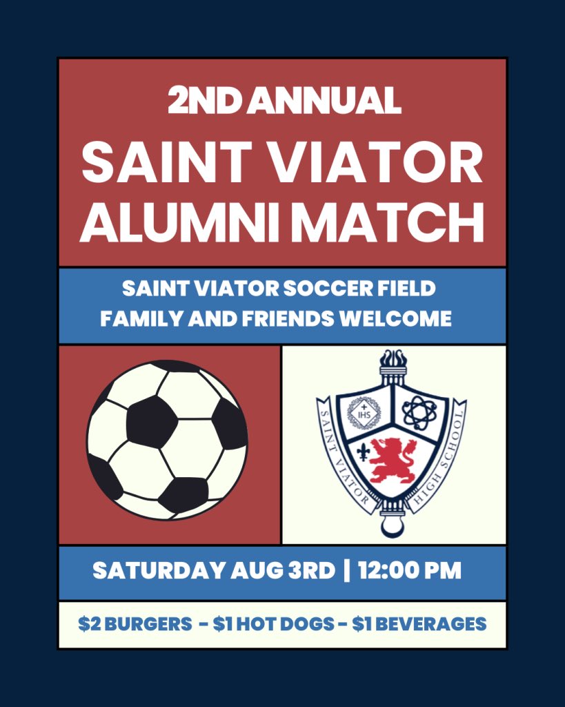 This Saturday is our 2nd annual alumni match. All alumni and families are welcome. Come out and enjoy a BBQ and a competitive match involving multiple generations of Viatorians. Cash only for food.