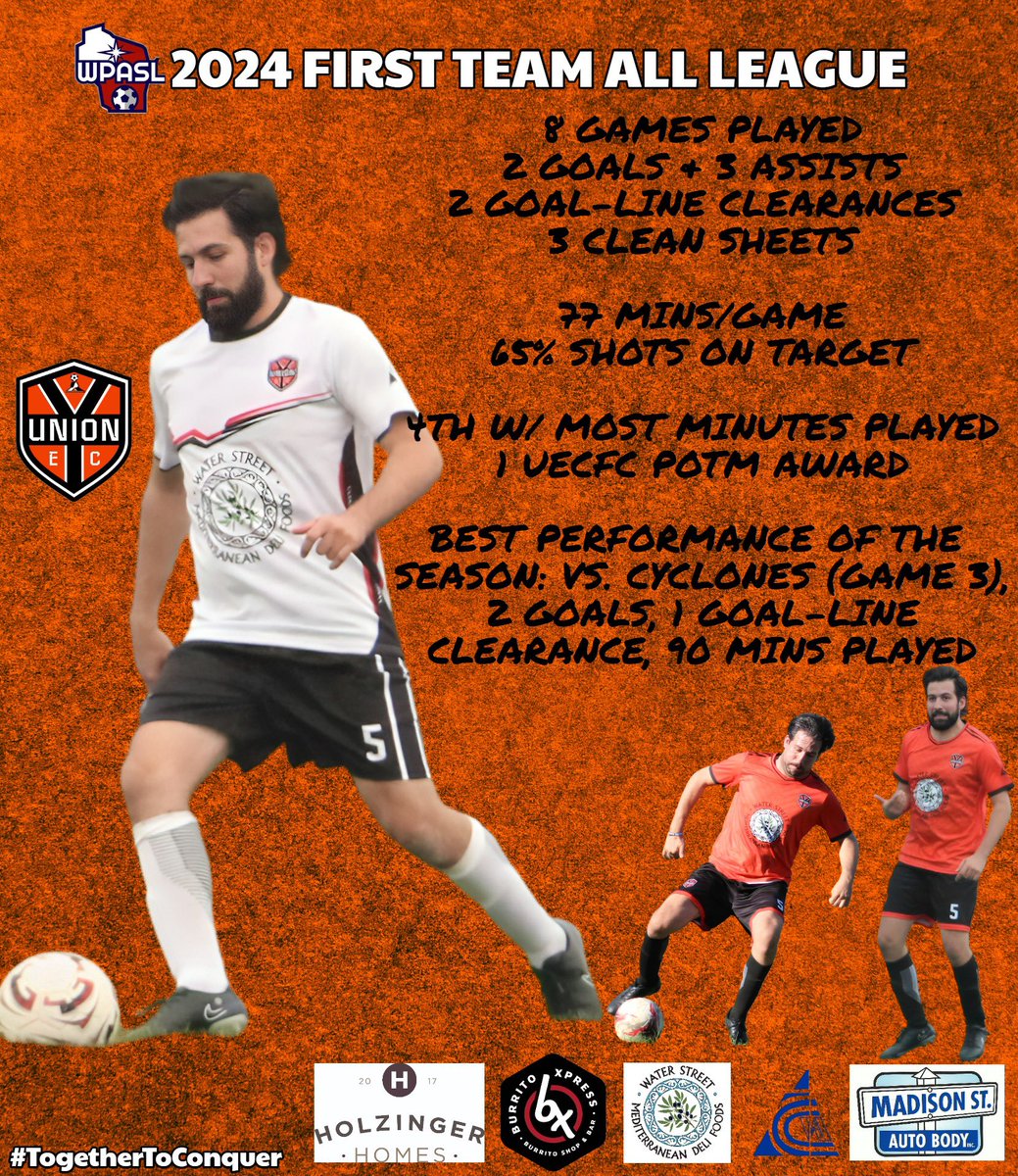 UnionECFC's tweet image. Congrats to Roberto Chufani for making the WPASL First Team All League. His impact to our defensive line goes w/o saying, clean tackles, high IQ, great in the air &amp;amp; w/ ball on feet. 

He’s simply the anchor of our defense &amp;amp; we’re honored for that recognition.

#TogetherToConquer