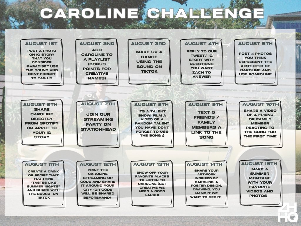 introducing the caroline challenge! for the next 15 days we will have a different task or activity for you to take part in. we may even have some surprises for those of you that join us 💛