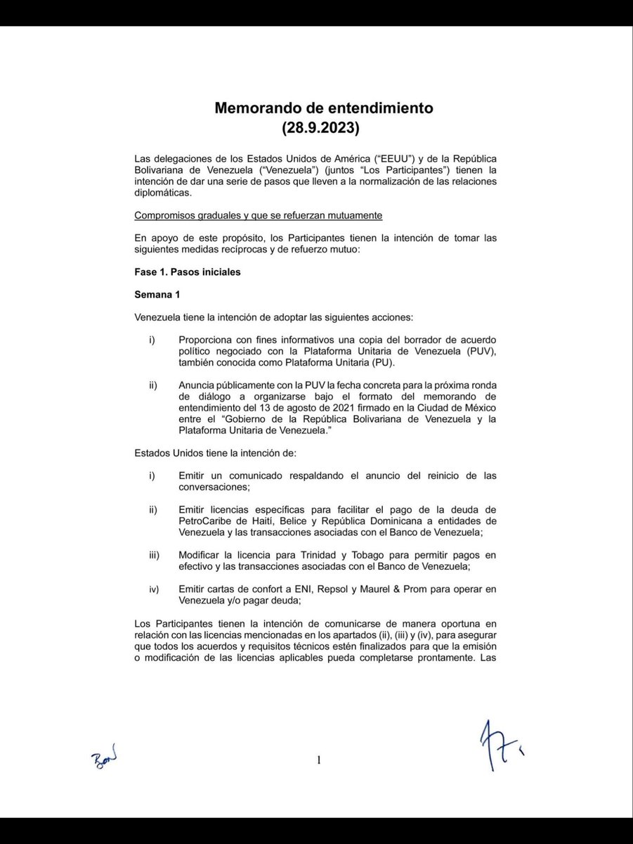 HeverCastroB's tweet photo. Maduro le dice a EE.UU que quiere retomar el acuerdo de Qatar. Léanlo y vean todo lo que violó y/o cumplió parcialmente, mientras que EE.UU cumplió todo. Pero nunca contaron con que MCM les arruinaría el plan en la fase 3, lo tenían todo calculado.
En verde lo que no cumplieron: https://t.co/EWeSgYLIE7