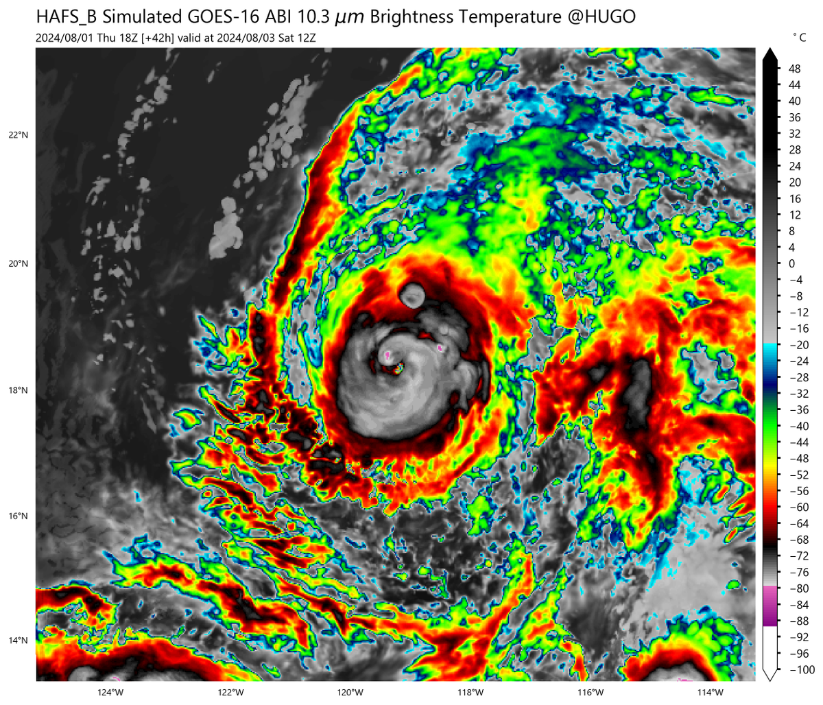 zeb199818's tweet photo. I am very curious about #HAFSA in the Atlantic Ocean. Comparing the simulated brightness temperature of #HAFSA and #HAFSB, I suspect that #HAFSA might have been incorrectly run as #HAFSB. Here are examples of #97L and #CARLOTTA. @TropicalTidbits Have you found out this problem? https://t.co/XwnOO2XrFq