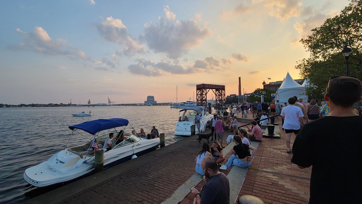 Visits to <a href="/BaltimoreMD/">Visit Baltimore</a> and <a href="/TravelMD/">Maryland</a> never disappoint - the verdant environs, breezy summer nights by the harbor. People socializing the old school way.  Inspired to return to the way we were. Snapshot from a Thursday evening at the Canton Waterfront, east of Baltimore.