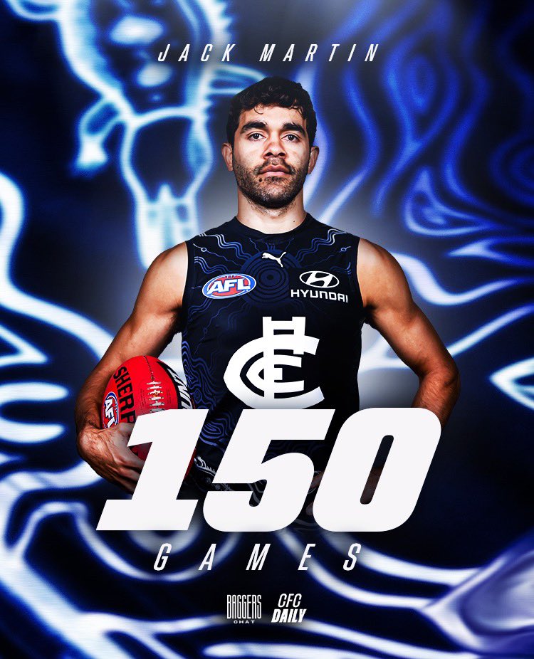 Jack Martin will play his 150th game tomorrow in front of a packed MCG. 

Go well, Jack! 💪

#Baggers
