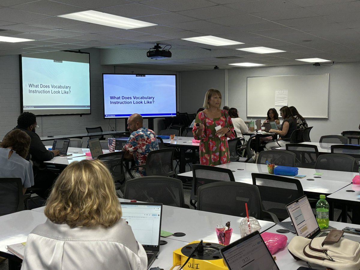 karenwood1's tweet photo. Vocabulary, fluency, and comprehension were the hot topics during day 2 of @NCDPI_OEL Literacy for Leaders for participants from the NE &amp; SE! These leaders are geared up and ready to support literacy instruction that is aligned with SoR best practices! @castickney @DrBMetcalf https://t.co/2H87lA0CCW
