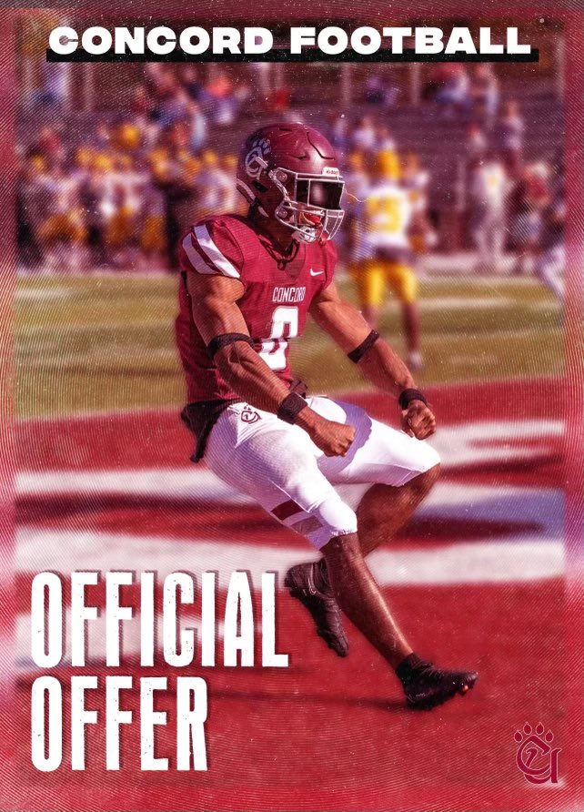 Super Blessed and Excited to receive my first official offer from Concord University
<a href="/Coach_CA912/">Chris Anderson</a> <a href="/CoachGGrady/">Garrett Grady</a> <a href="/CoachSean_CAV/">Sean Walker</a> <a href="/CoachBJEdwards/">Brian Edwards</a> <a href="/BWickPiratesDC/">Thomas Tedder</a> <a href="/BrunswickFB/">Brunswick High Football</a>