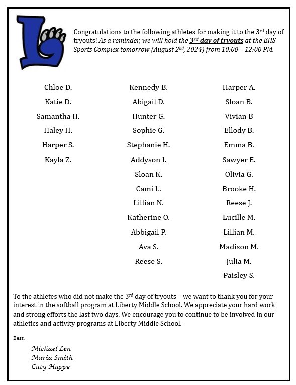 Liberty Middle School Softball (@libertymsball) on Twitter photo 