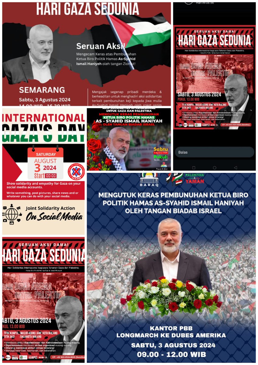 3 Agustus: HARI GAZA SEDUNIA

Sebelum syahid dibunuh teroris-Zionis, Ketua Biro Politik Hamas, Ismail Haniyeh, sempat menyampaikan pesan (29/7) agar menjadikan tanggal 3 Agustus mendatang sebagai hari dukungan bagi para tahanan Palestina dan warga Gaza. 3 Agustus bertepatan