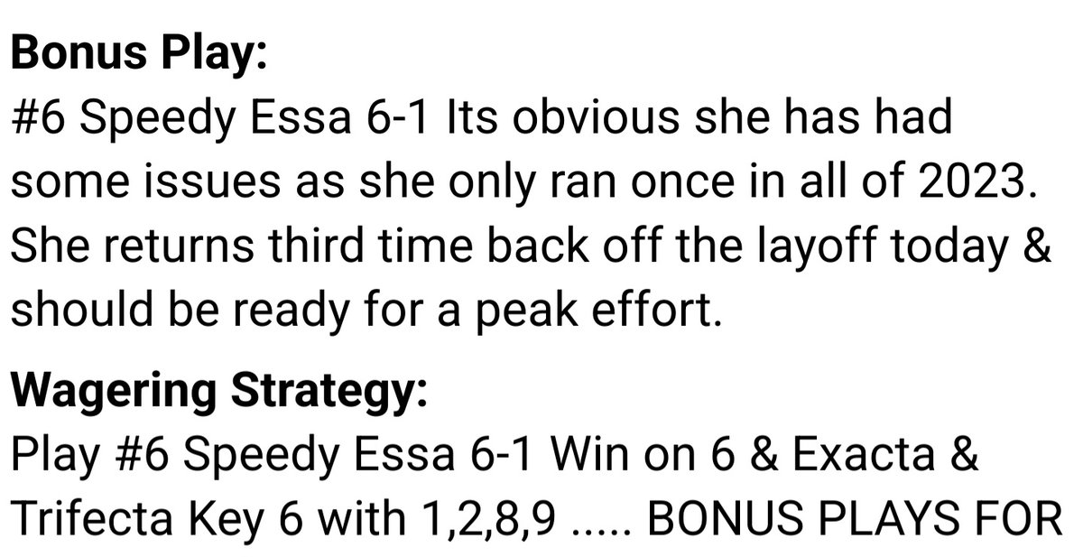 Chalkbuster Bonus Play $13.10 Winner &amp; $122 Exacta to start off August 🏇💰💵
dkhorse.com/bet/handicappi…
brisnet.com/product/select…
brisnet.com/product/plan/p…