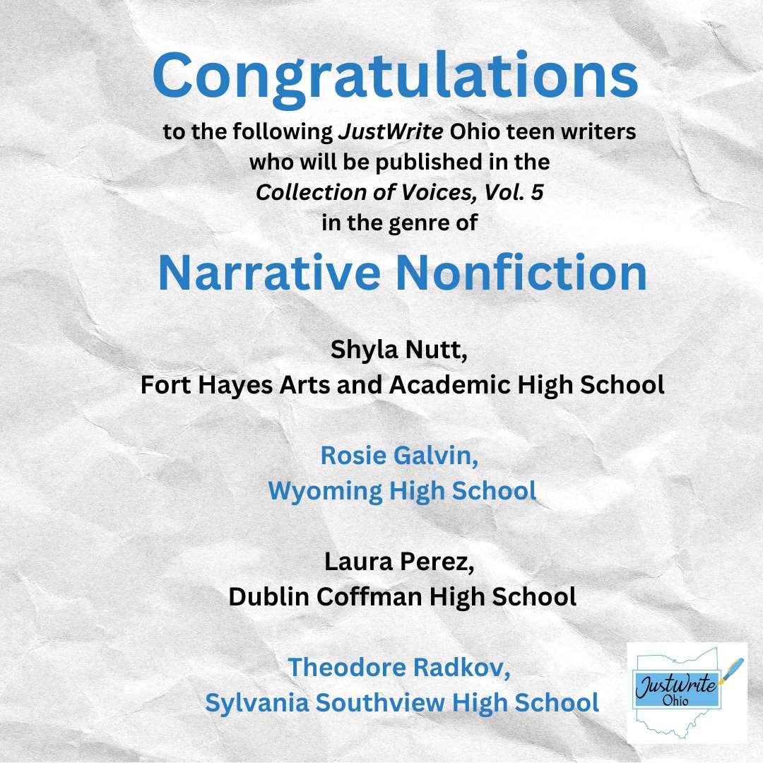 Look who is being published in the genres of MYSTERY and NARRATIVE NONFICTION!  justwriteus.org