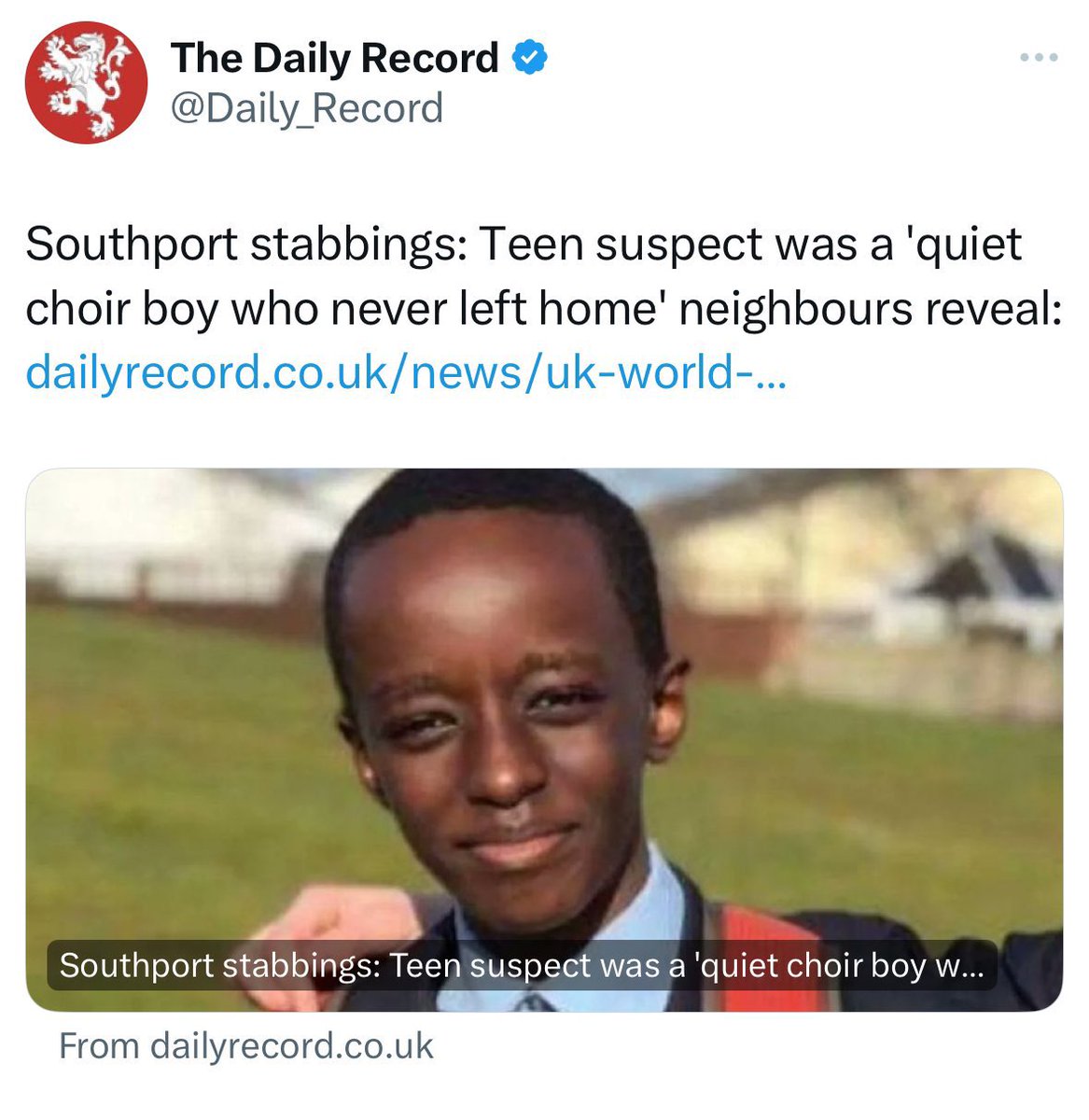 Axel Rudakubana was a choir boy from a devout Christian family.

Will the far-right attack Christians and churches now?

Should all Christians and Christianity be blamed for the Southport child murders?

Should all blacks and Africans be targeted?

The answer is no, no, and no.