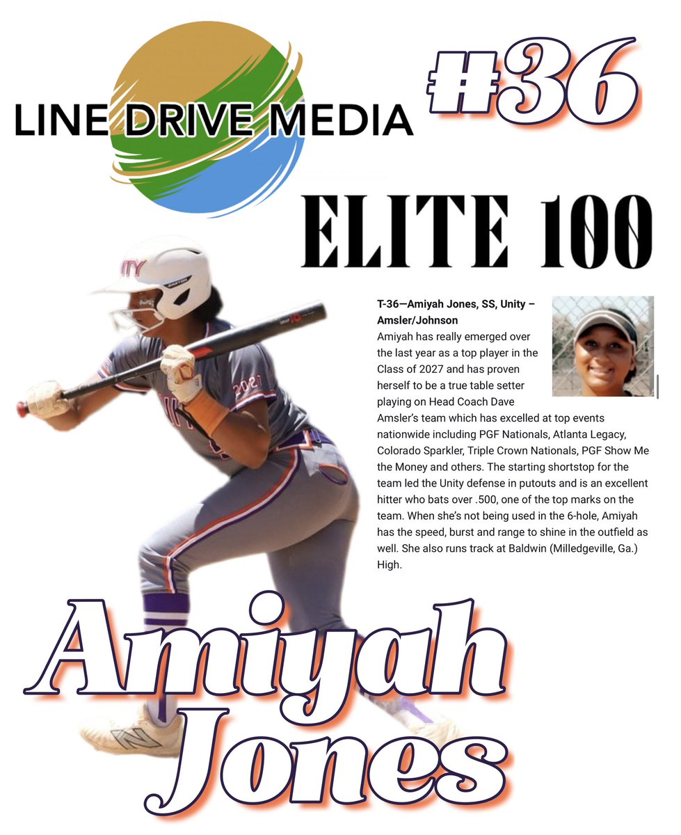 Unity Amsler/Johnson (@09unity) on Twitter photo Congrats to our Leadoff <a href="/AmiyahMJones5/">Amiyah Jones</a> for ranking #36 in <a href="/LineDsoftball/">Line Drive Media</a> Hot 100 class of 2027 Congrats to our Leadoff <a href="/AmiyahMJones5/">Amiyah Jones</a> for ranking #36 in <a href="/LineDsoftball/">Line Drive Media</a> Hot 100 class of 2027