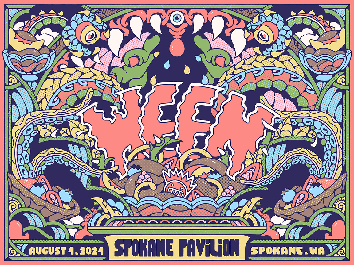 Ween is in Spokane, WA tonight! The show poster is by @twkchin. Pick yours up at the merch stand while supplies last.

There will also be a special web-exclusive variant available today in the official Ween store at 4pm ET: ween.themerchcollective.com