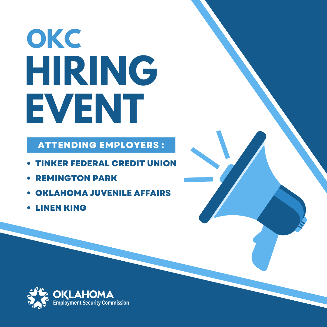 Attention job seekers! Meet with employers at our OKC office - come prepared to interview with your resume on hand.
📍 Oklahoma Works office, 5005 N Lincoln Blvd, Oklahoma City, OK 73105
📆 Monday, August 5th
⏰ 10:00a.m. - 1:00p.m.
Find more events here: oklahoma.gov/oesc/events-ca…