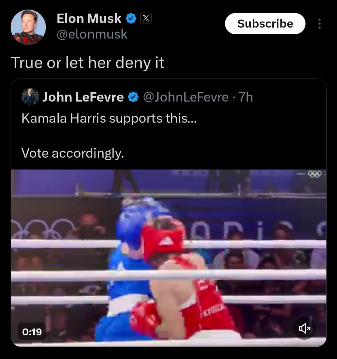 P_Kallioniemi's tweet photo. This is the next talking point for the Trump campaign: Algerian boxer who a) isn't in any way dominant in the sport, b) isn't transsexual, and c) is in no way connected to the US or American politics.

It's almost like they're grasping at straws here. https://t.co/ymfgS9lkCc