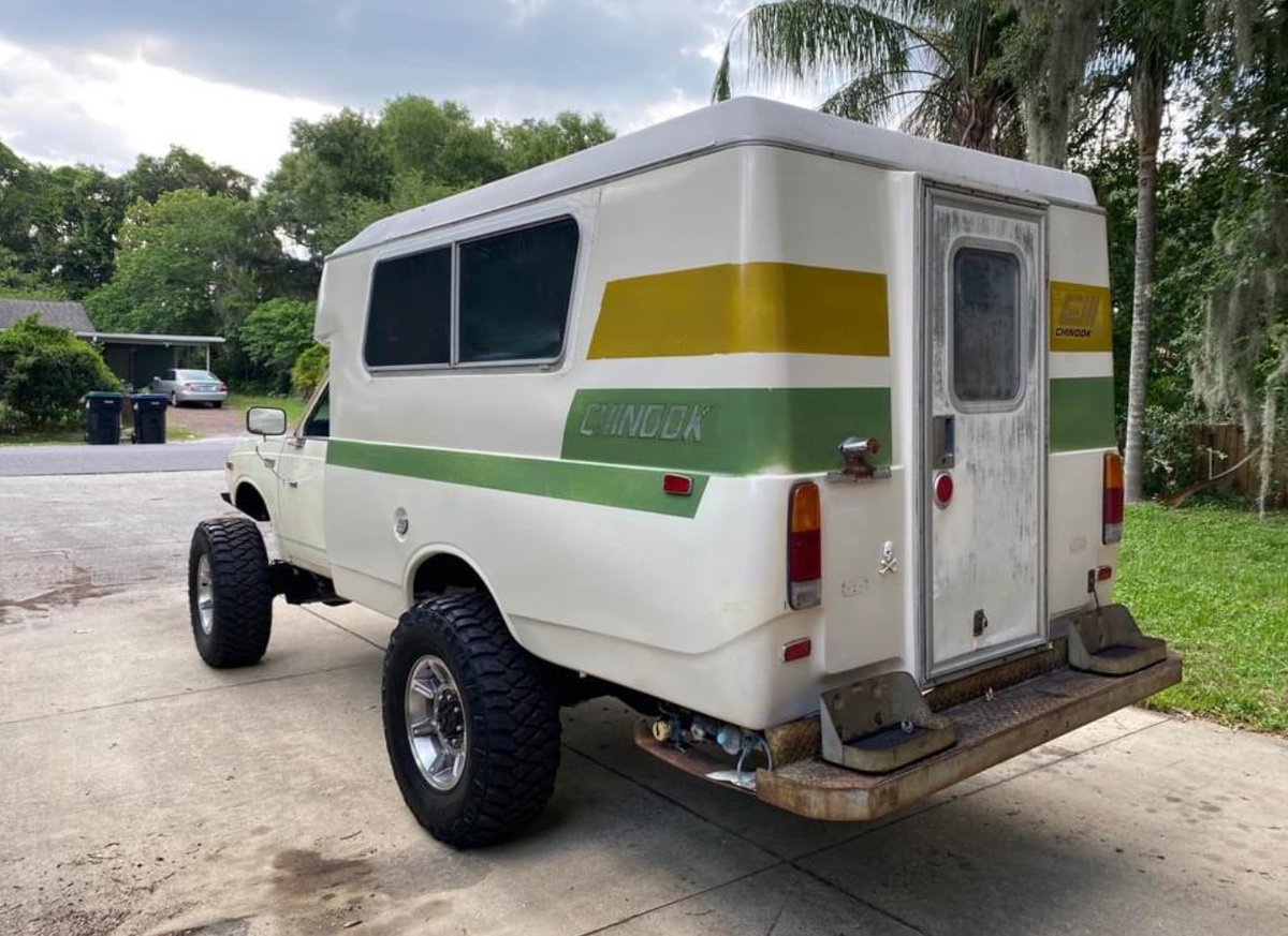 horsepower's tweet photo. Here is a pretty cool 5.3 swapped and 4WD 1973 Toyota Chinook for sale. It retains the original couch, sink, water system, and refrigerator. The seller is asking $35,000. https://t.co/wS7C4r42Av