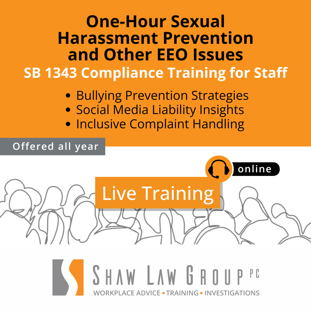 ShawLawTweets's tweet photo. In just two weeks, enhance your workplace with our crucial one-hour EEO compliance training for non-supervisory employees. Don't miss this opportunity to equip your team with knowledge for maintaining a respectful &amp; inclusive environment. 
https://t.co/ZesD0H5yQC https://t.co/LoqkZTHDjM