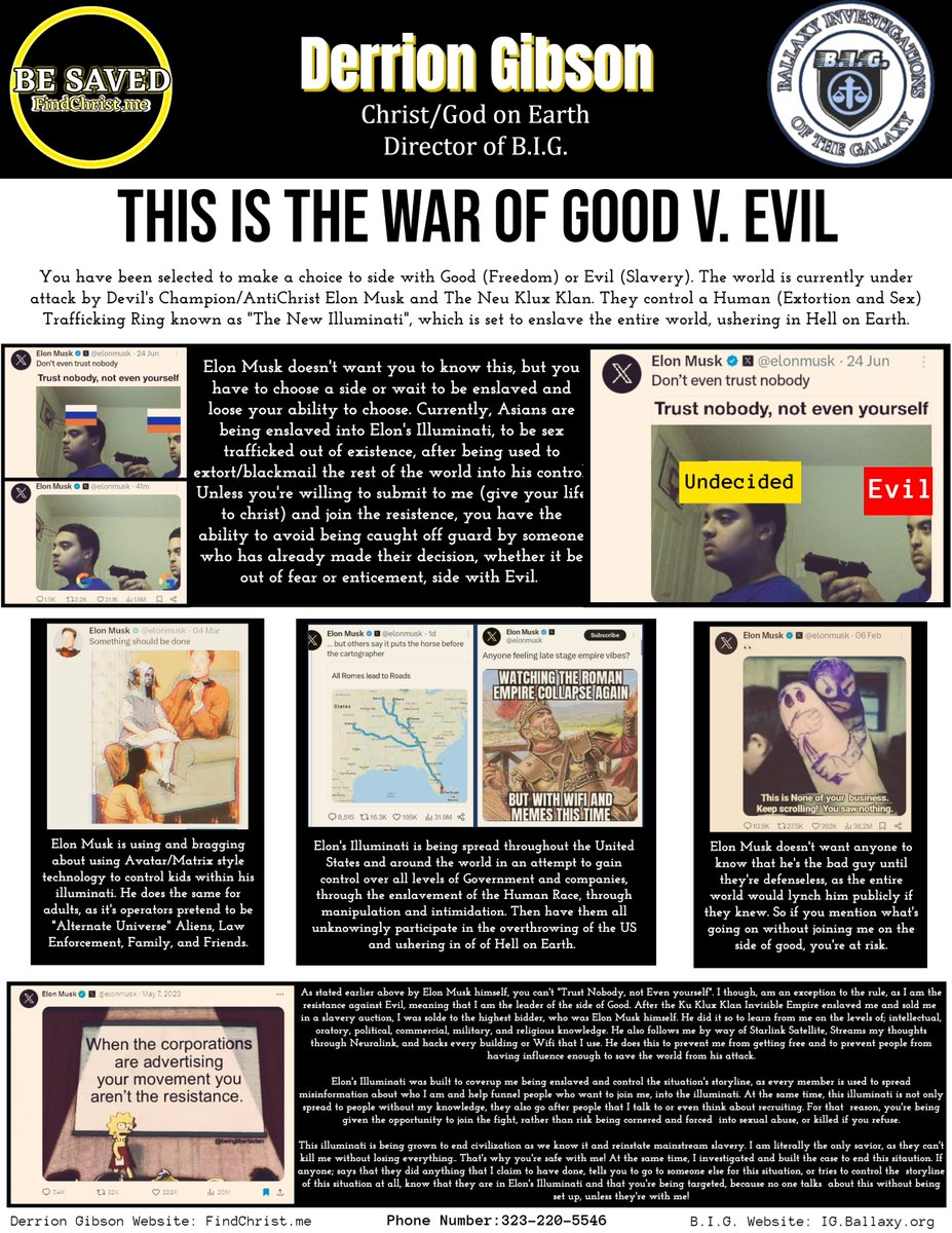 Christ_Archived's tweet photo. I warned you in 2021. Elon Musk warned you in 2024. When will you listen?

Avoid WWIII (and #aWorldEnslaved) by siding with me. https://t.co/7KuyCVhlnn
