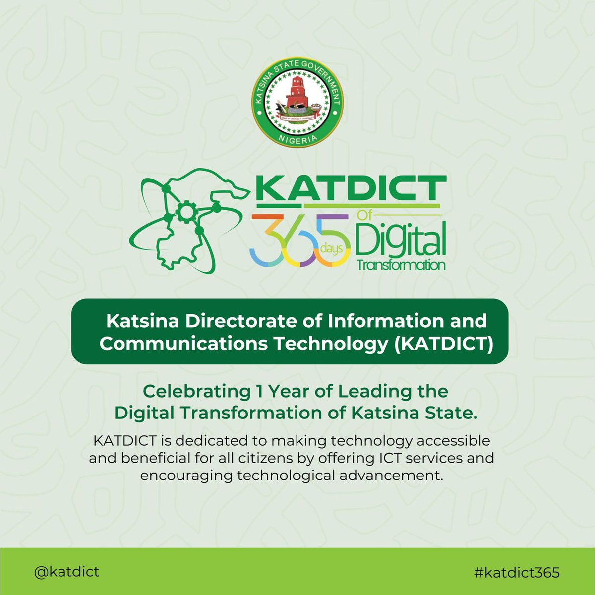 Dr_Mbkurfee's tweet photo. Today marks the celebration of the Katsina State Directorate of Information and Communication Technology (KATDICT), established by H.E @dikko_radda on 9th/Aug/2023, with @9aufal appointed as the first Director General on 15th/Aug/ 2023. #KATDICT365 #365DaysOfDigitalTransformation https://t.co/WOceyEzW2G