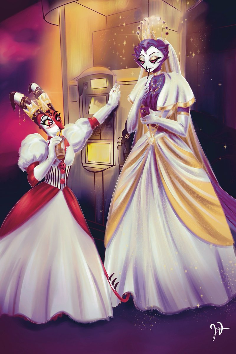 ✨ He's the ONE✨
.
When your driver has to stop at a gas station because you've been too anxious before your wedding to eat something and now you're hangry. And Blitzø wanted iced-coffee.
.
Day 7/ Wedding of <a href="/StolitzDRESSup/">StolitzDRESSupWeek</a> ❤️
#HelluvaBoss #stolitz