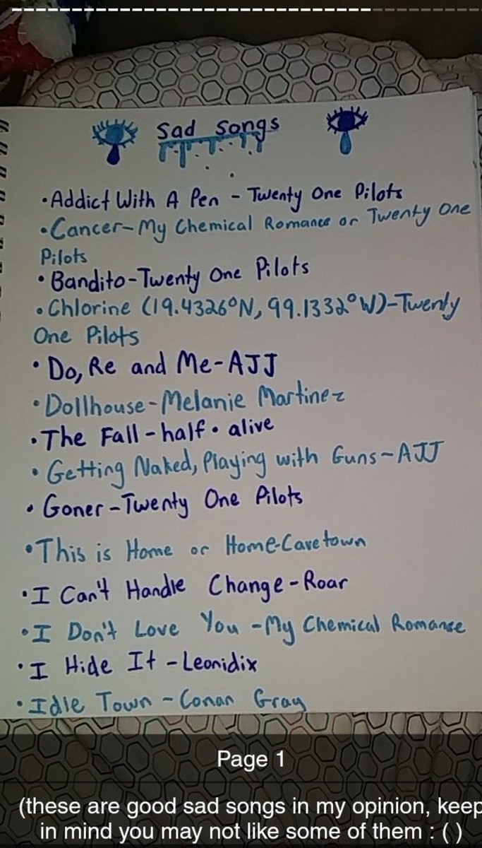 vampiric_bunny's tweet image. Real list I made in 2019 #SadSongs 😢