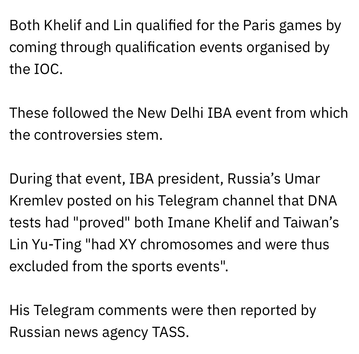 legaltweetz's tweet image. The whole “Imane Khelif has XY chromosomes” rumor stemmed from a Russian telegram channel, and then that rumor was subsequently reported by a Russian news agency. That’s it. Russian disinformation. 

Khelif is not a man. What we are seeing all over Twitter (@X) today is the…