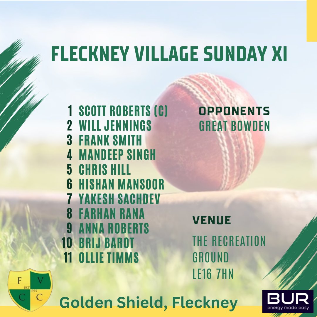 It's fixture time.

The 1s travel to <a href="/BillesdonCC/">Billesdon CC</a> 2s
The 2s host a <a href="/themightyquorn/">Quorn CC</a> friendly side (many thanks to <a href="/GreatGlenCC/">Great Glen CC</a> for the 2 players)

On Sunday, its the trip to <a href="/Bowden_Cricket/">Bowden Cricket Club</a>