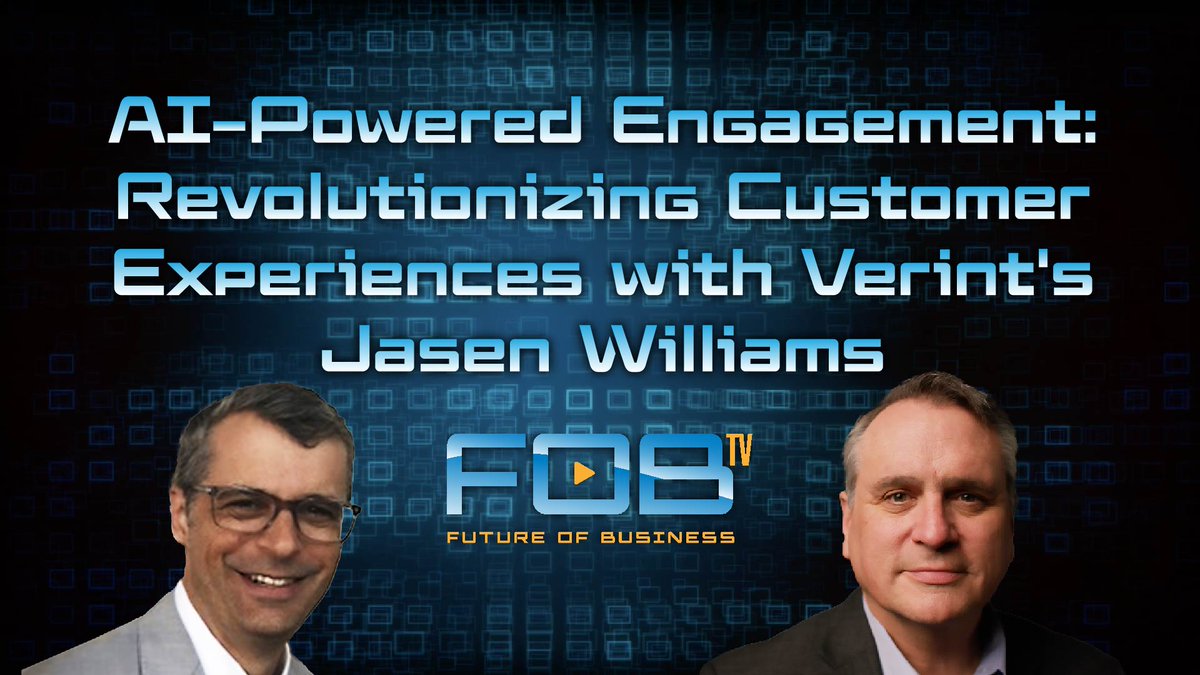 FOBtv (@fobtv_channel) on Twitter photo In this episode with expert <a href="/jasenw/">Jasen Williams</a> of <a href="/Verint/">Verint</a> and <a href="/krbenedict/">Kevin R Benedict</a> discuss the evolving landscape of customer experience and artificial intelligence. Watch here: youtu.be/zl4_wU2VDnY
#futureofbusiness #futureofwork #digitalassistant #bot #ai #futurist #futurethinking In this episode with expert <a href="/jasenw/">Jasen Williams</a> of <a href="/Verint/">Verint</a> and <a href="/krbenedict/">Kevin R Benedict</a> discuss the evolving landscape of customer experience and artificial intelligence. Watch here: youtu.be/zl4_wU2VDnY
#futureofbusiness #futureofwork #digitalassistant #bot #ai #futurist #futurethinking