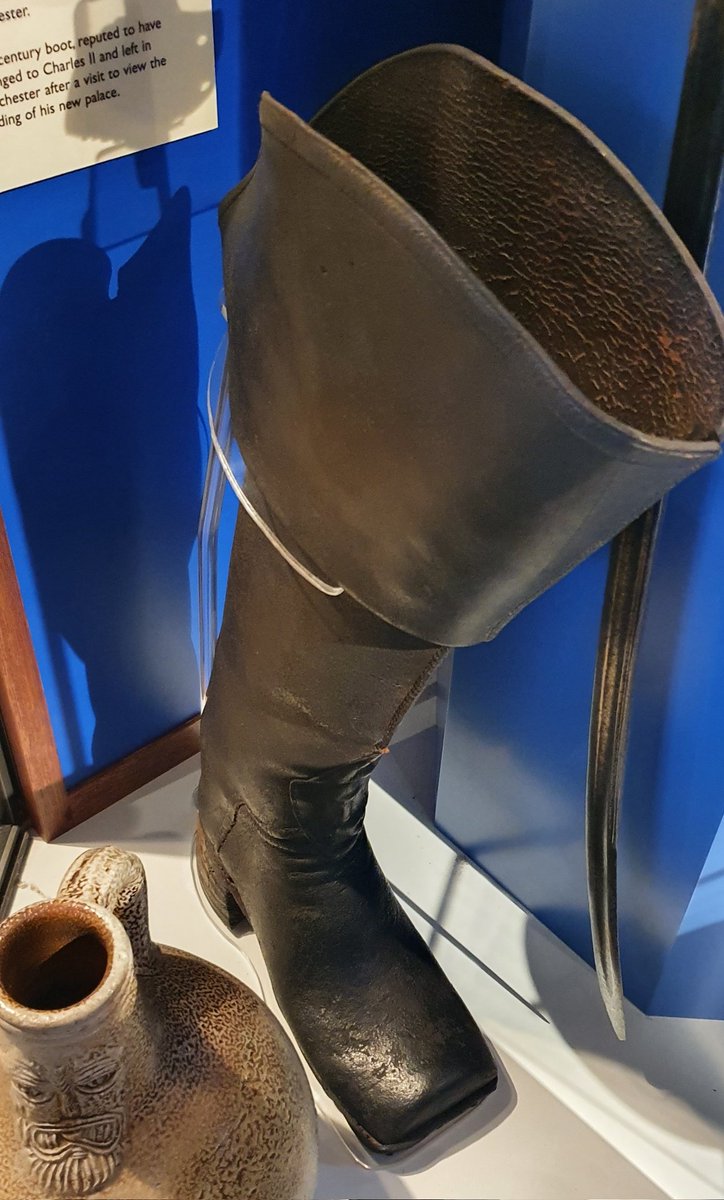 KingCharlesIIR's tweet photo. "Tough as old Boots"
Here is one worn by Charles II in Winchester Westgate Museum.
In remarkable condition 👢

#Boot #Fashion #Leather #KingCharles #CharlesII #History #Englishcivilwar #Military #17thcentury #Winchester #Hampshire https://t.co/ajzblEGfJH